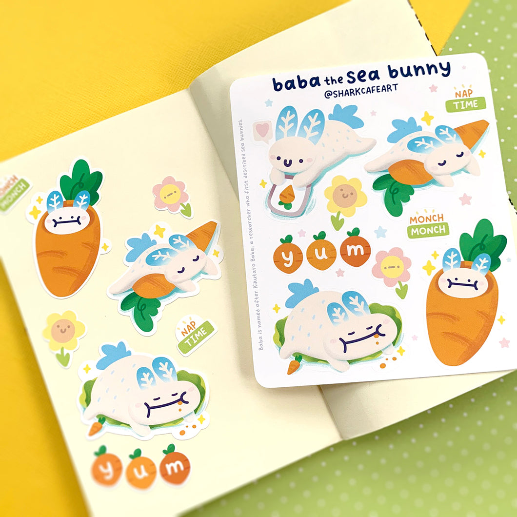 'baba the sea bunny' Stationery Sticker Sheet