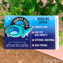Load image into Gallery viewer, Relatable Shark : Inhales Deeply | Basking Shark Pin (FLAWED)