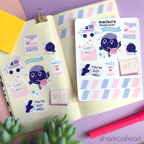 'mailbirb' Storm Petrel Stationery Sticker Sheet