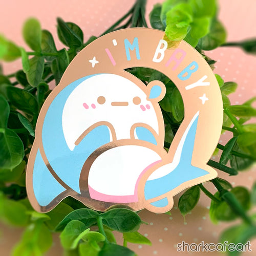 I'm Baby | Great White Shark GOLD GLOSSY Sticker